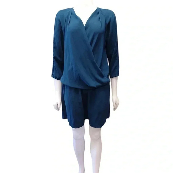 Aritzia Wilfred Drop Waist Faux Wrap Green Mini Dress Size Large - Picture 1 of 9